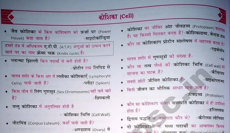 NCERT 25+ General Science ( Biology ) Questions in Hindi PDF