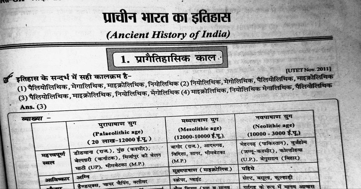 UPSC Prelims Ancient History Questions ( 1 ) प्रागैतिहासिक काल